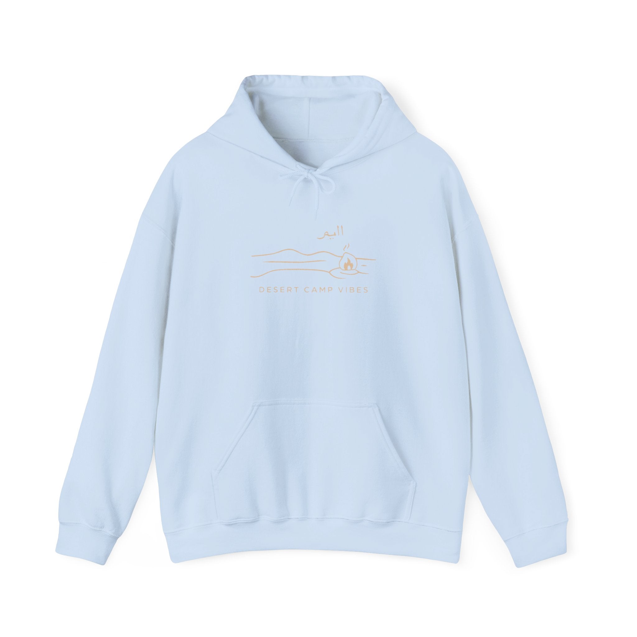 Desert Campfires Hoodie — Minimal Line Art Camping Hoodie
