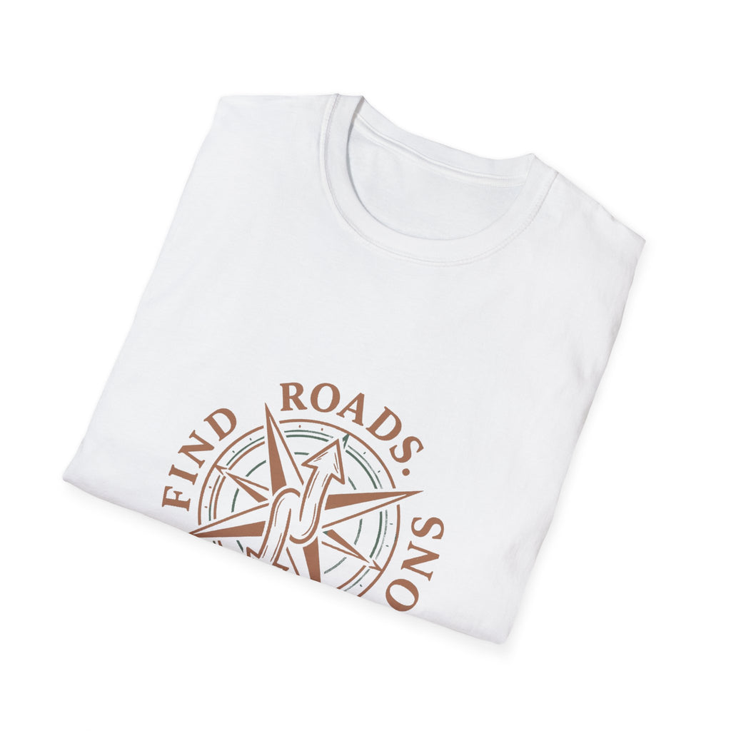 Compass Graphic T-Shirt — "Find Roads Not Reasons" Minimal Travel Tee