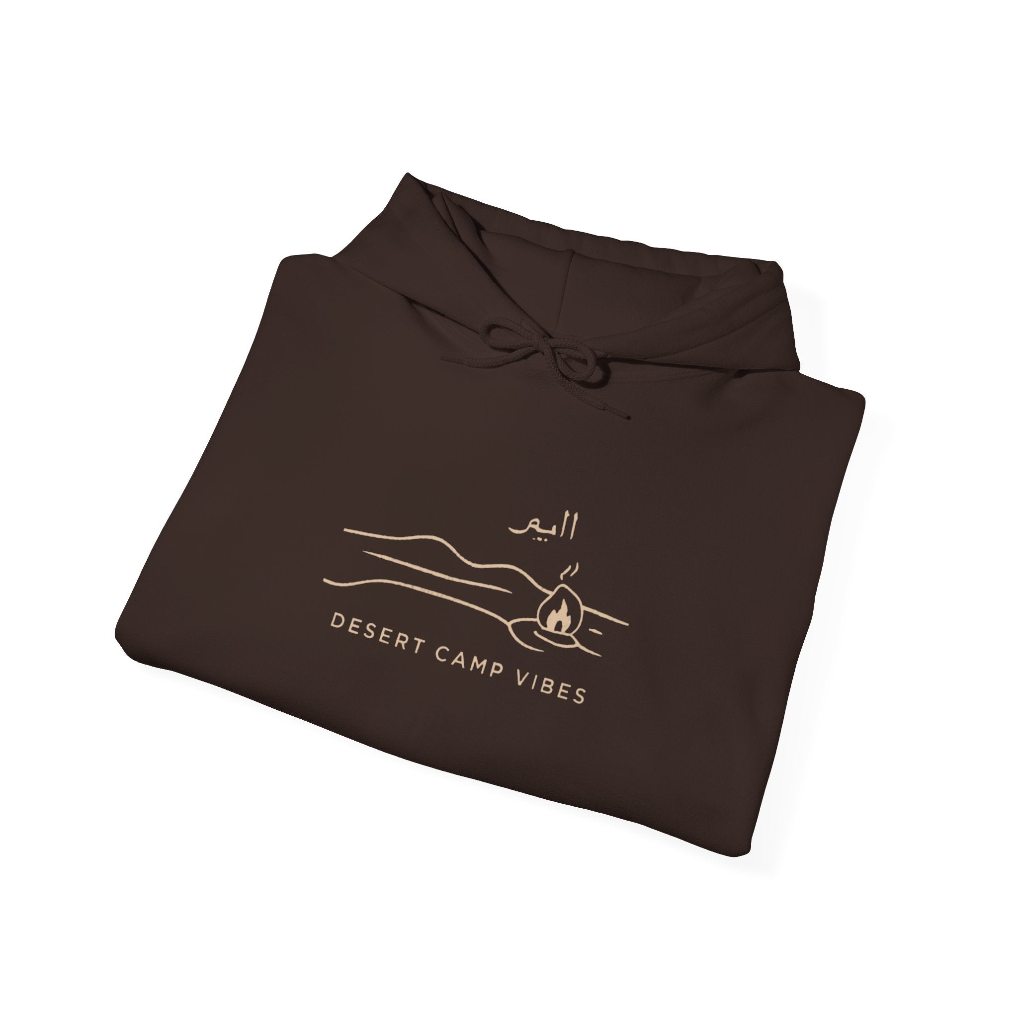 Desert Campfires Hoodie — Minimal Line Art Camping Hoodie
