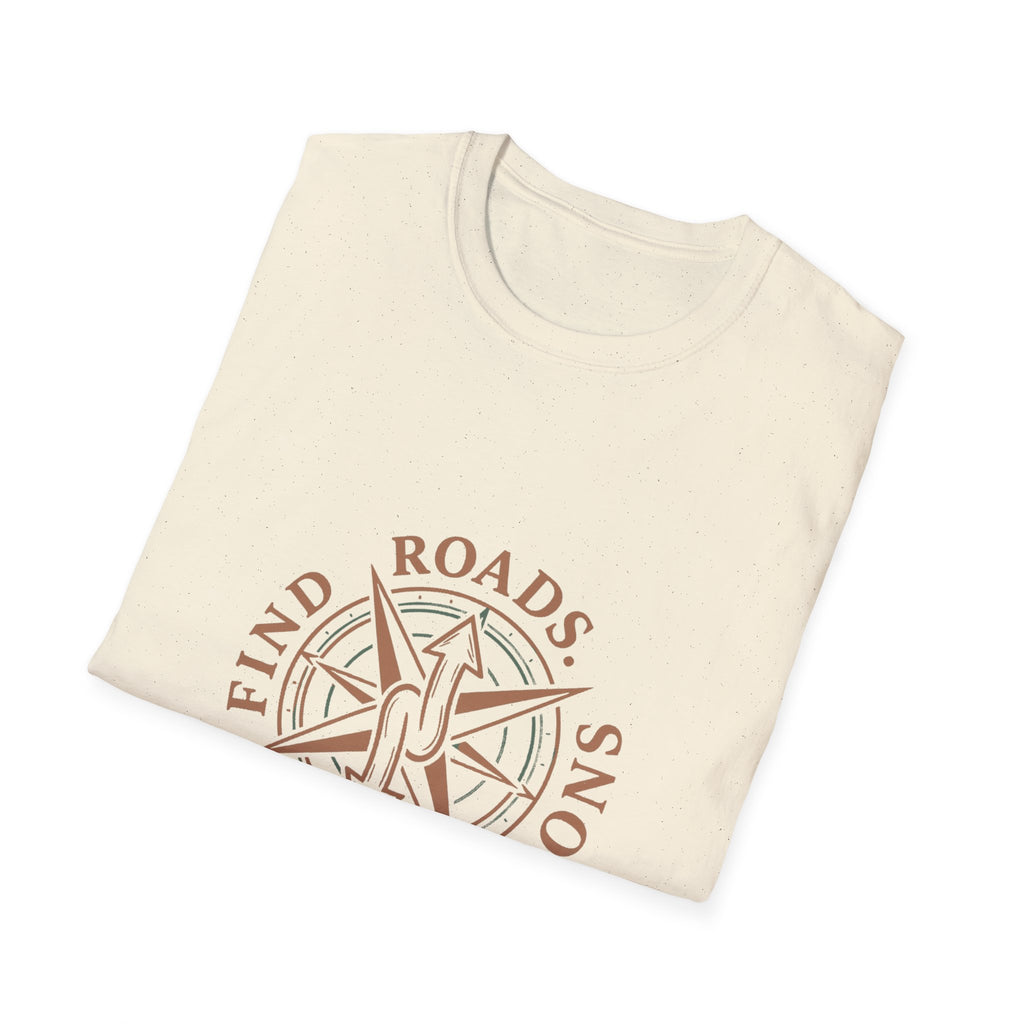Compass Graphic T-Shirt — "Find Roads Not Reasons" Minimal Travel Tee