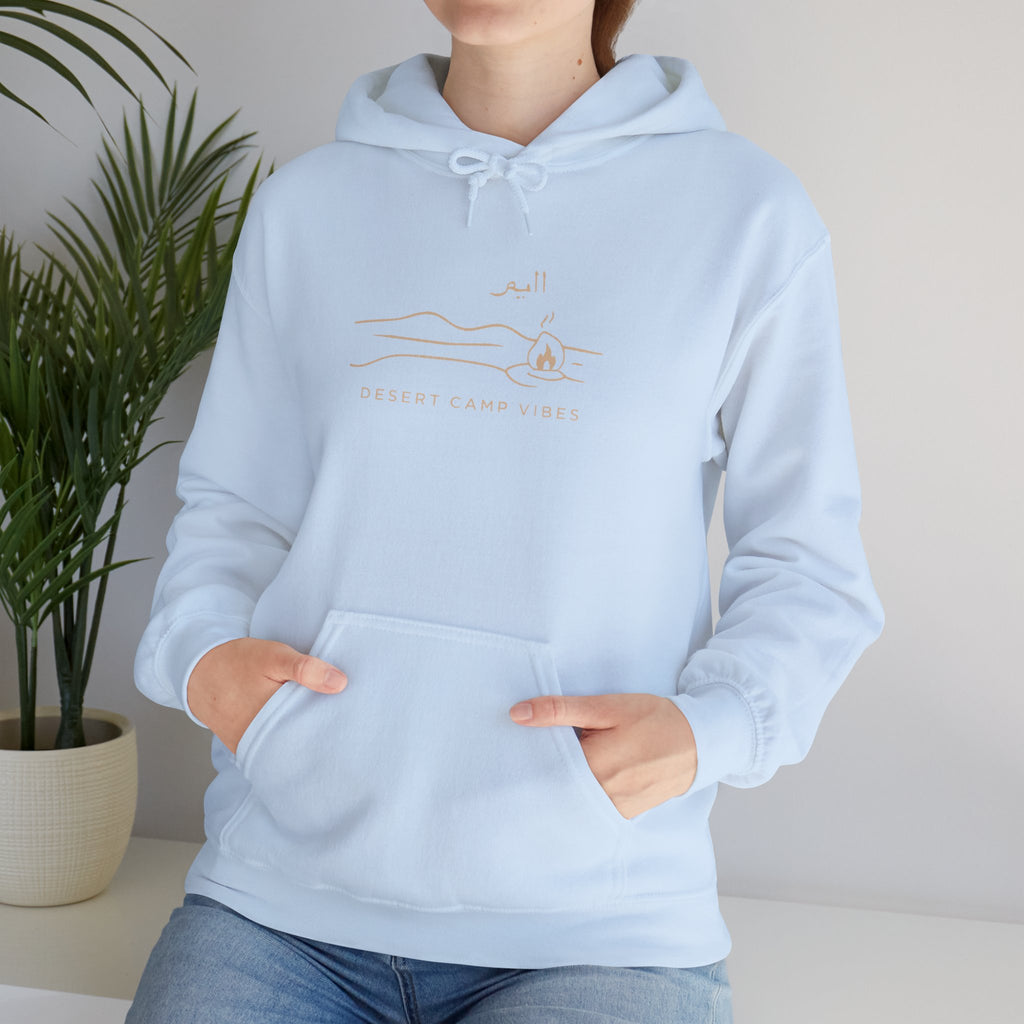 Desert Campfires Hoodie — Minimal Line Art Camping Hoodie