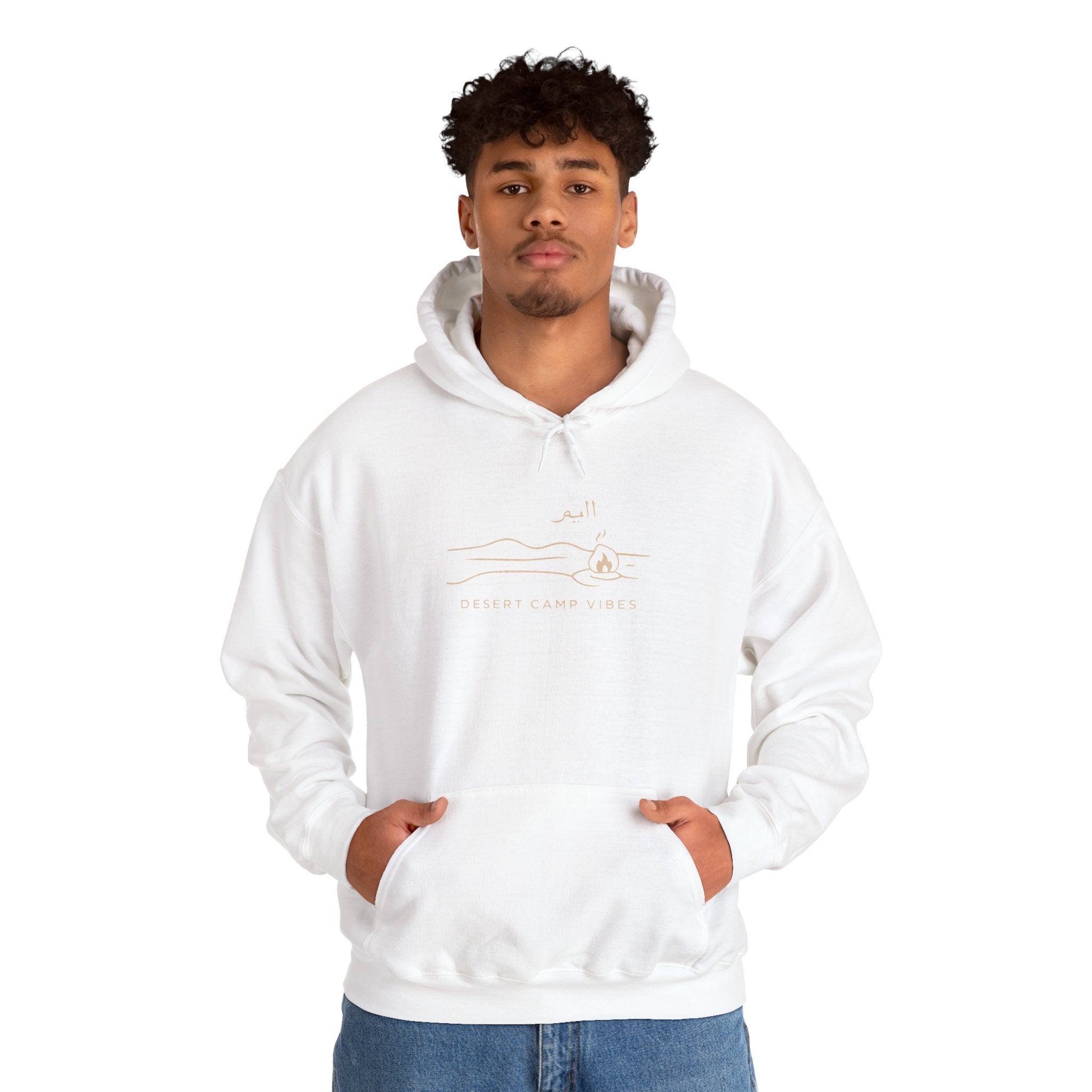 Desert Campfires Hoodie — Minimal Line Art Camping Hoodie