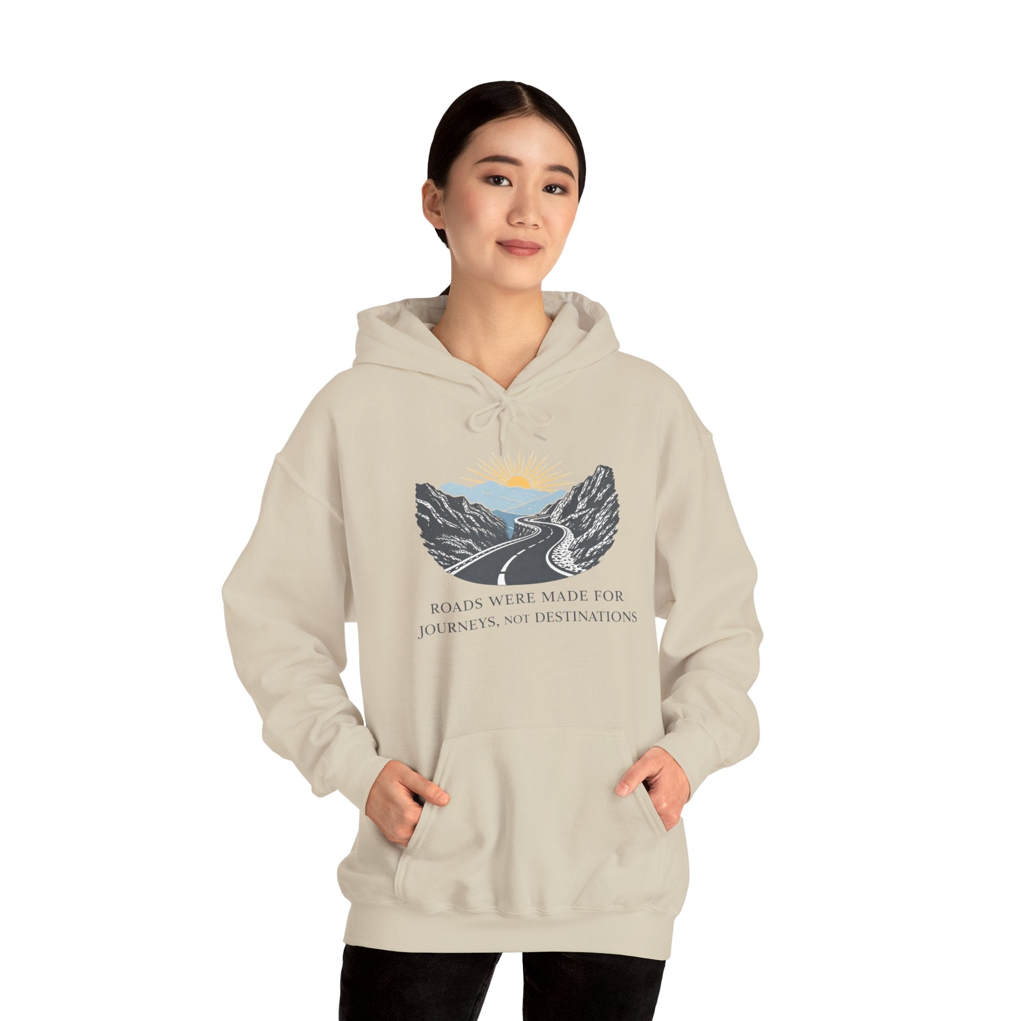 Adventure Road Hoodie — "Roads Were Made for Journeys, Not Destinations" Travel Sweatshirt