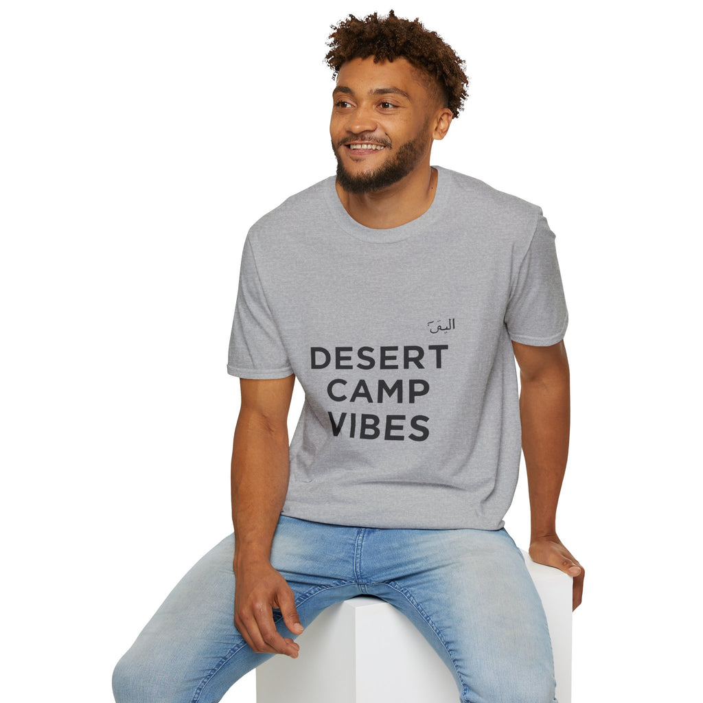 Desert Camp Vibes T-Shirt — Minimal Arabic Graphic Tee for Camping & Travel