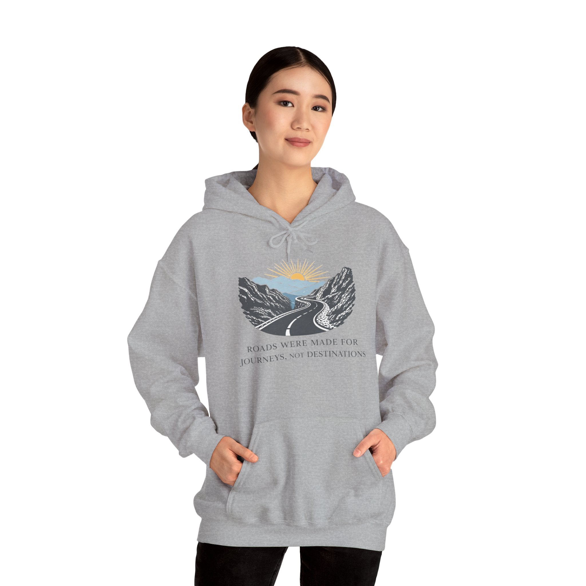 Adventure Road Hoodie — "Roads Were Made for Journeys, Not Destinations" Travel Sweatshirt