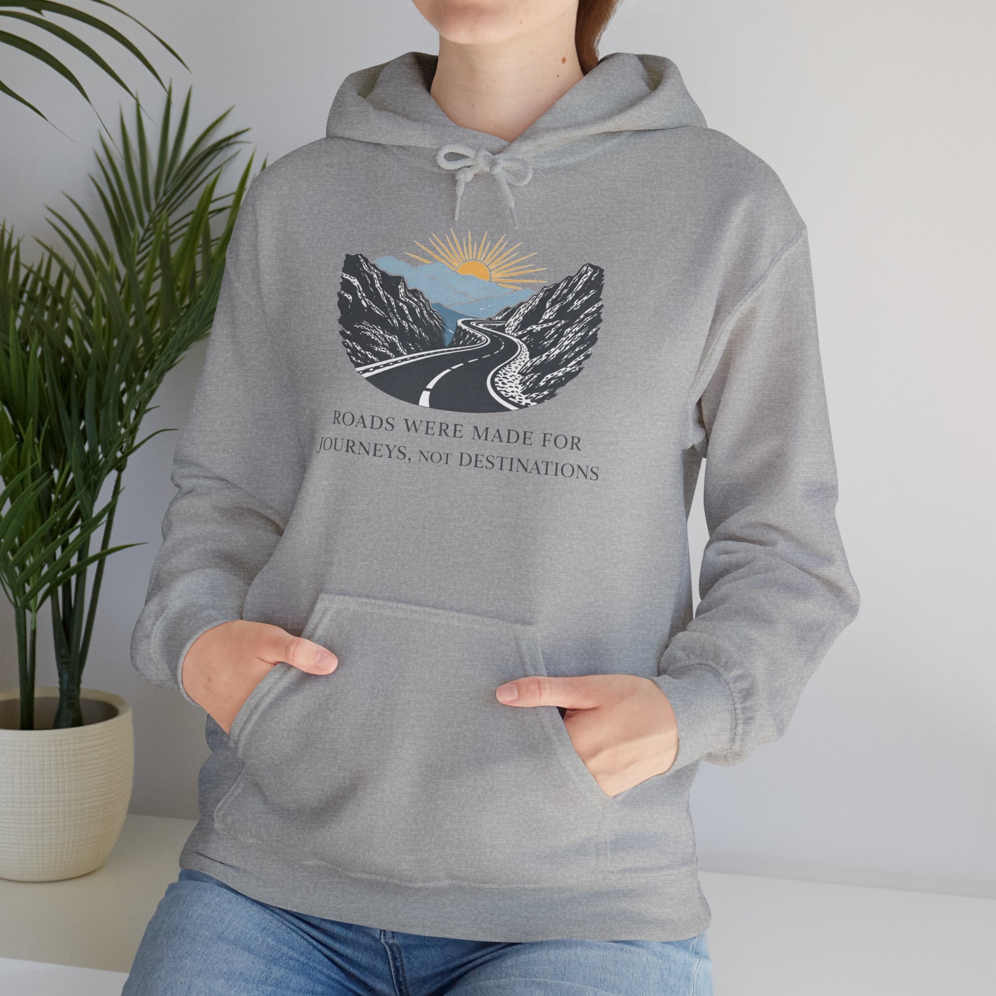 Adventure Road Hoodie — "Roads Were Made for Journeys, Not Destinations" Travel Sweatshirt