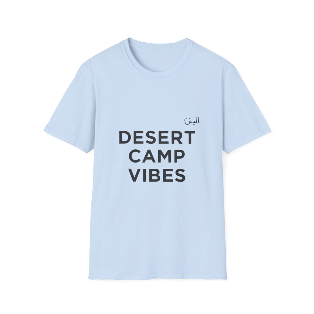 Desert Camp Vibes T-Shirt — Minimal Arabic Graphic Tee for Camping & Travel