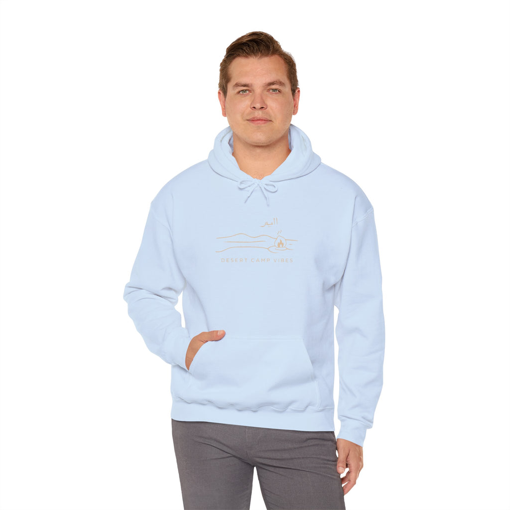 Desert Campfires Hoodie — Minimal Line Art Camping Hoodie