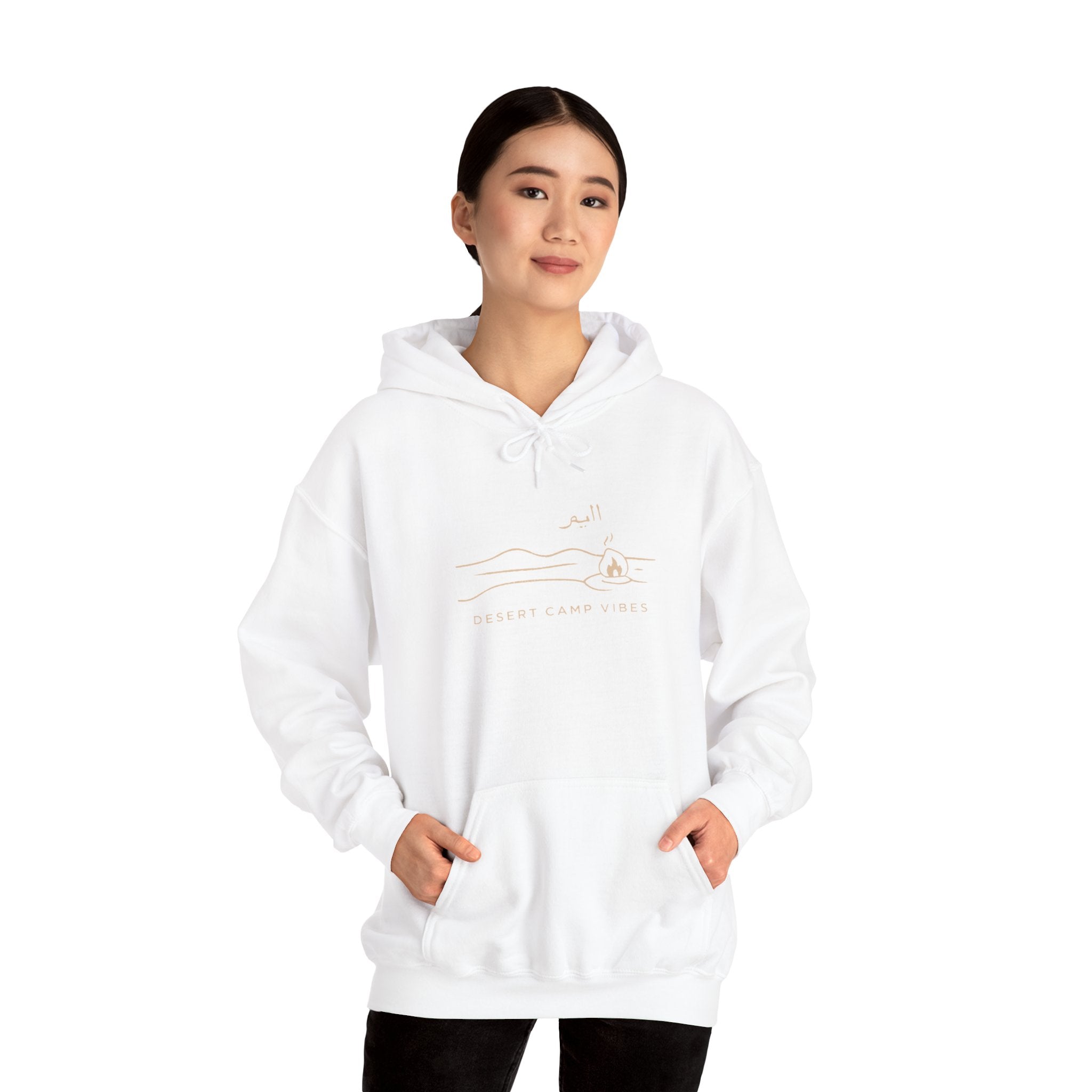 Desert Campfires Hoodie — Minimal Line Art Camping Hoodie