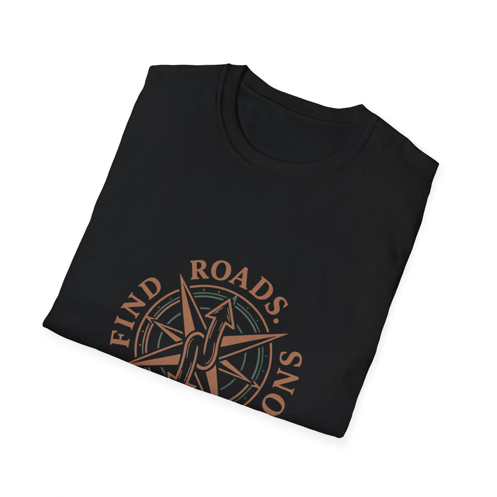Compass Graphic T-Shirt — "Find Roads Not Reasons" Minimal Travel Tee