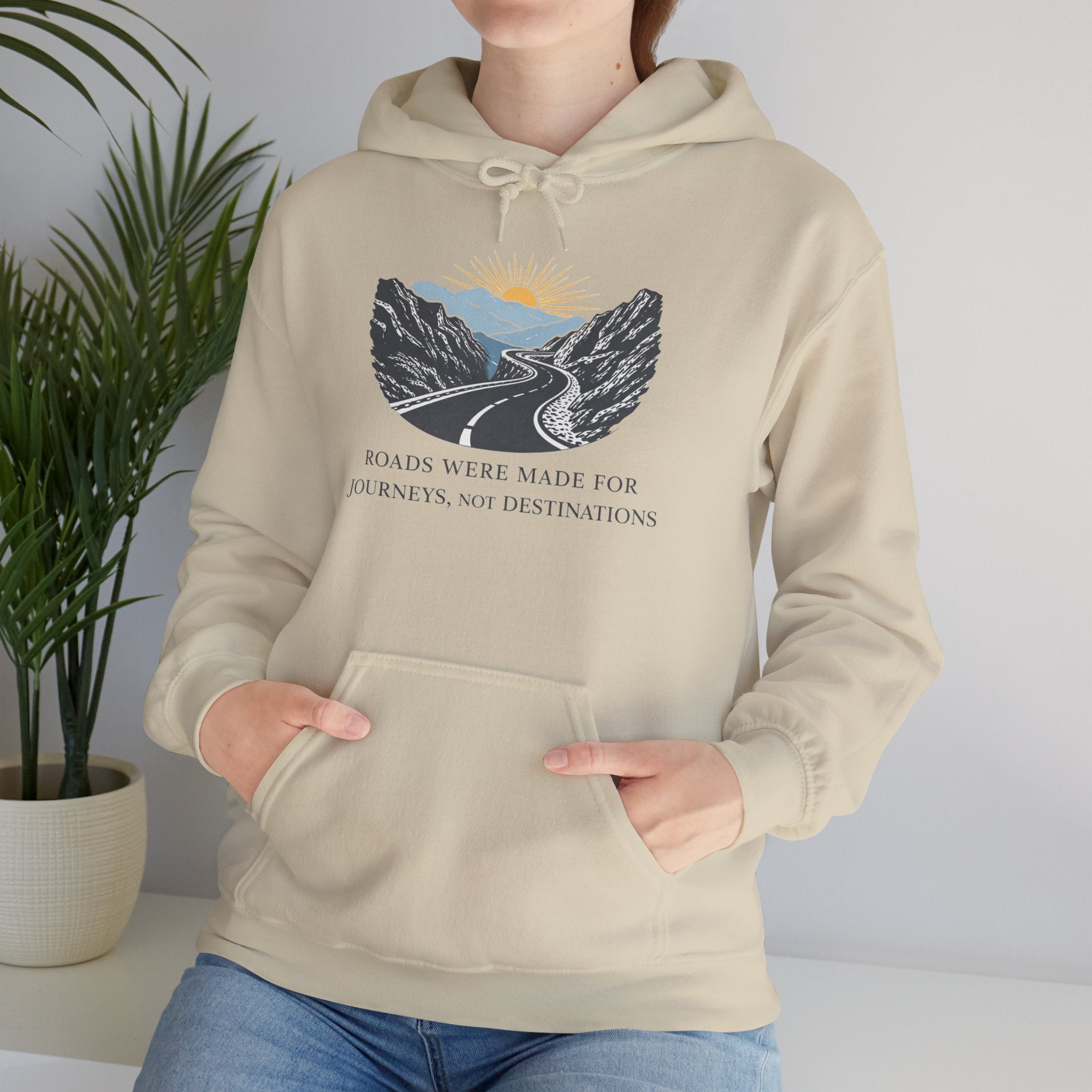 Adventure Road Hoodie — "Roads Were Made for Journeys, Not Destinations" Travel Sweatshirt