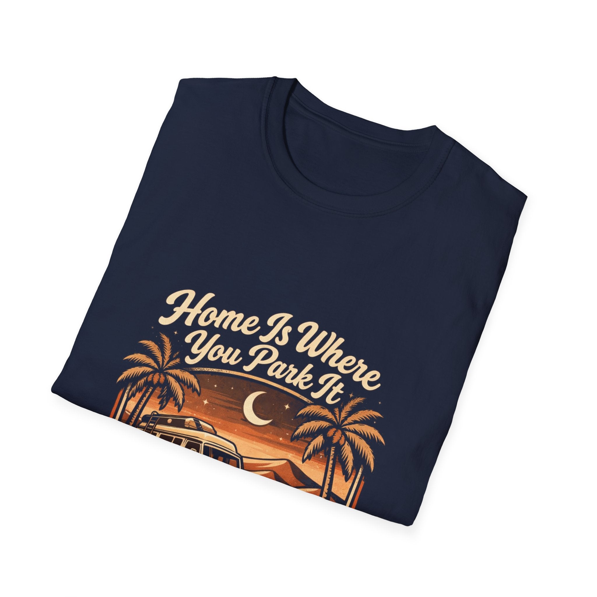 Vintage Surf Camper T-Shirt — "Home Is Where You Park It" Beach Tee