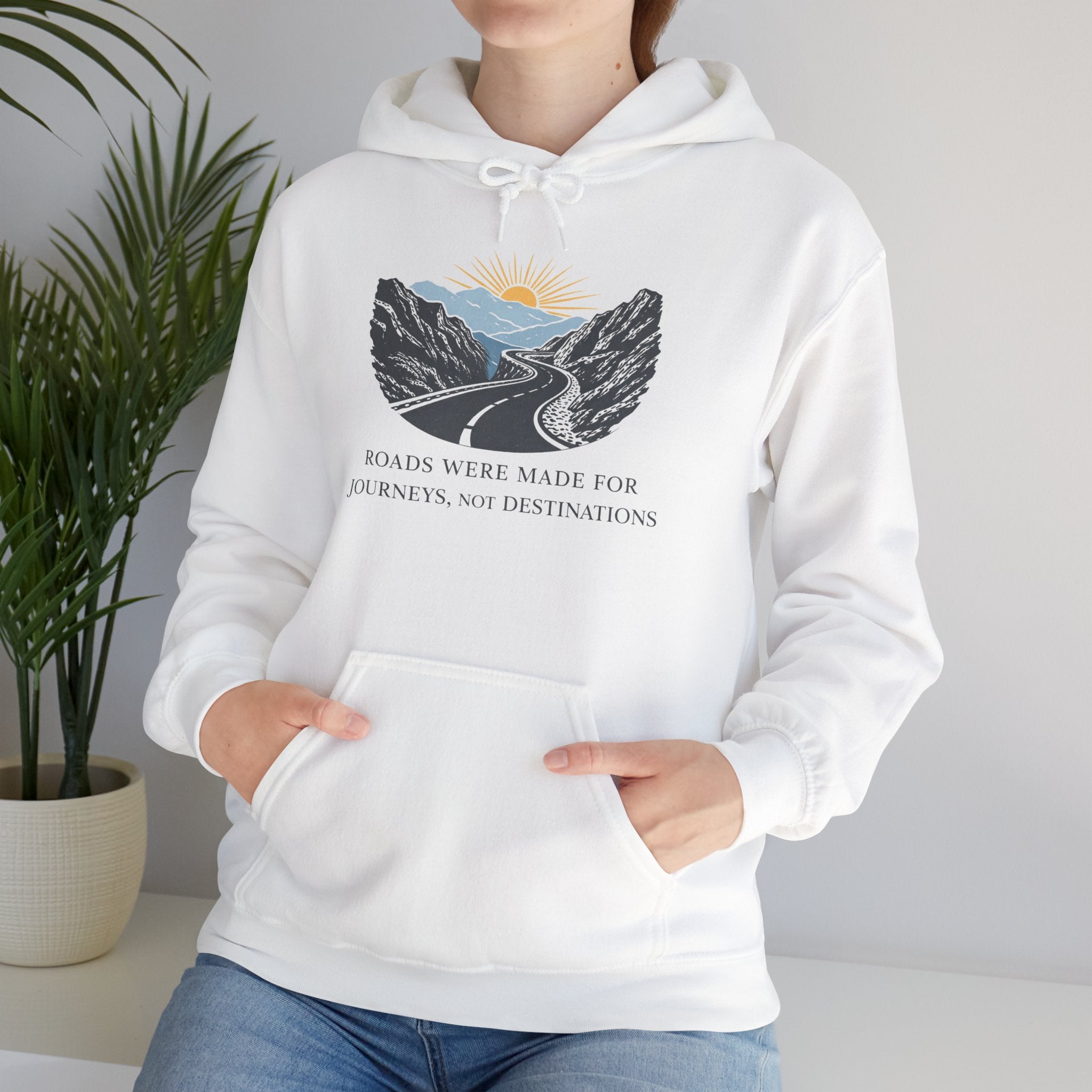 Adventure Road Hoodie — "Roads Were Made for Journeys, Not Destinations" Travel Sweatshirt