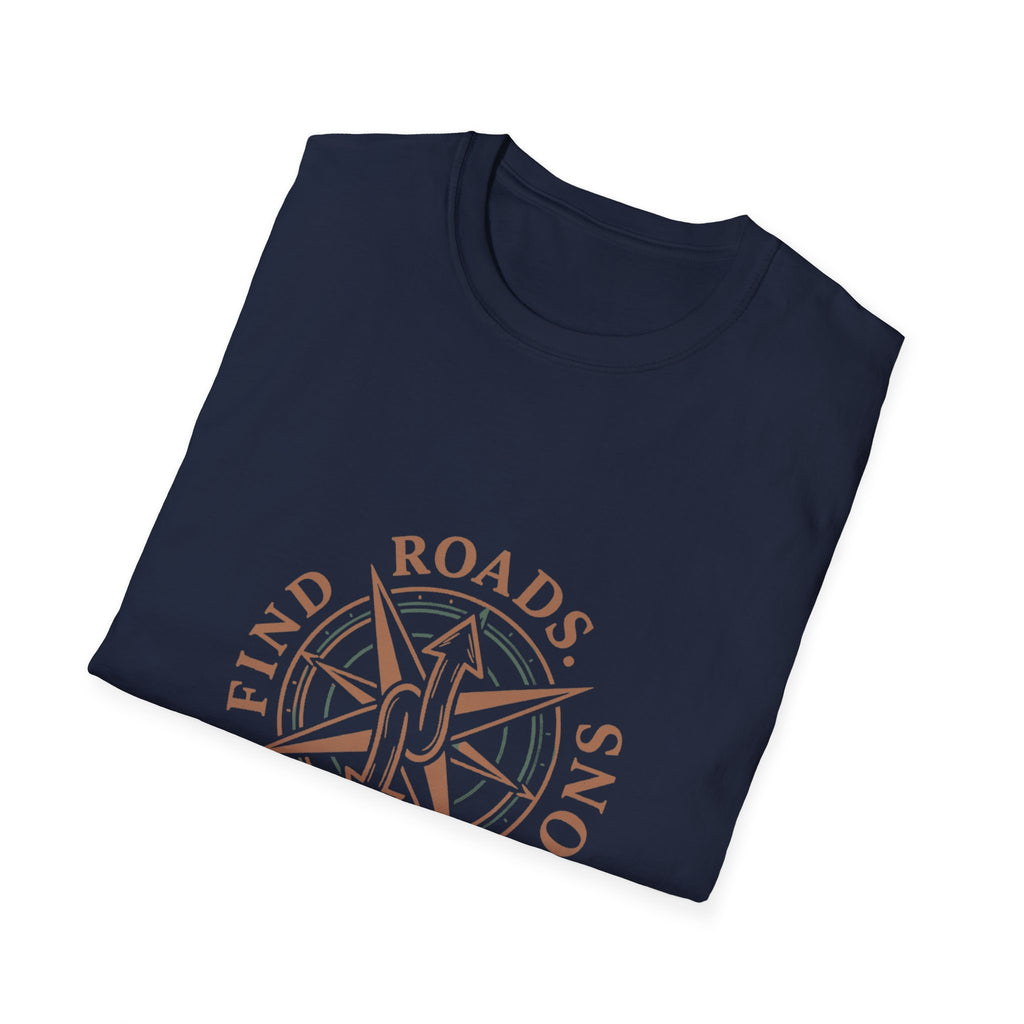 Compass Graphic T-Shirt — "Find Roads Not Reasons" Minimal Travel Tee
