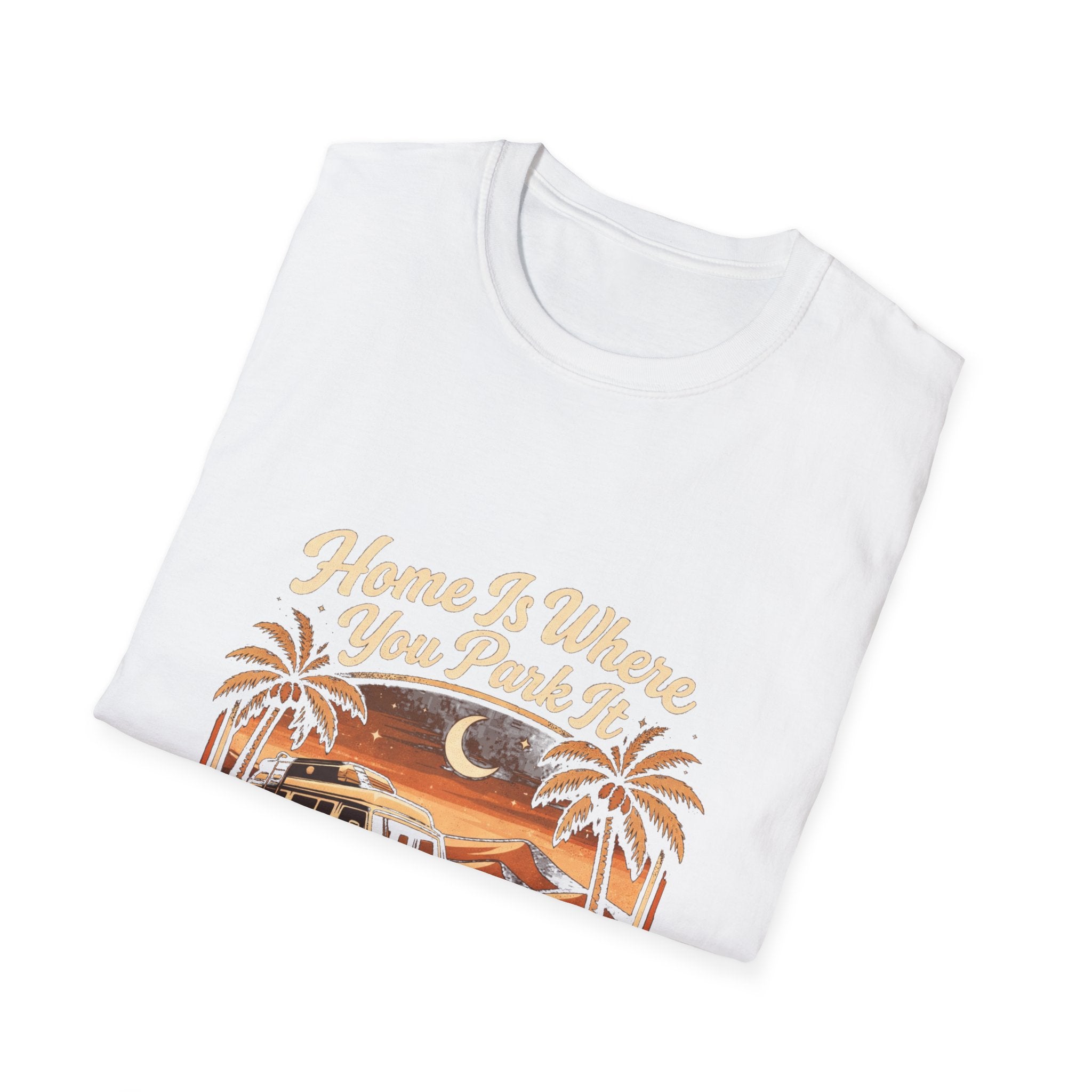 Vintage Surf Camper T-Shirt — "Home Is Where You Park It" Beach Tee