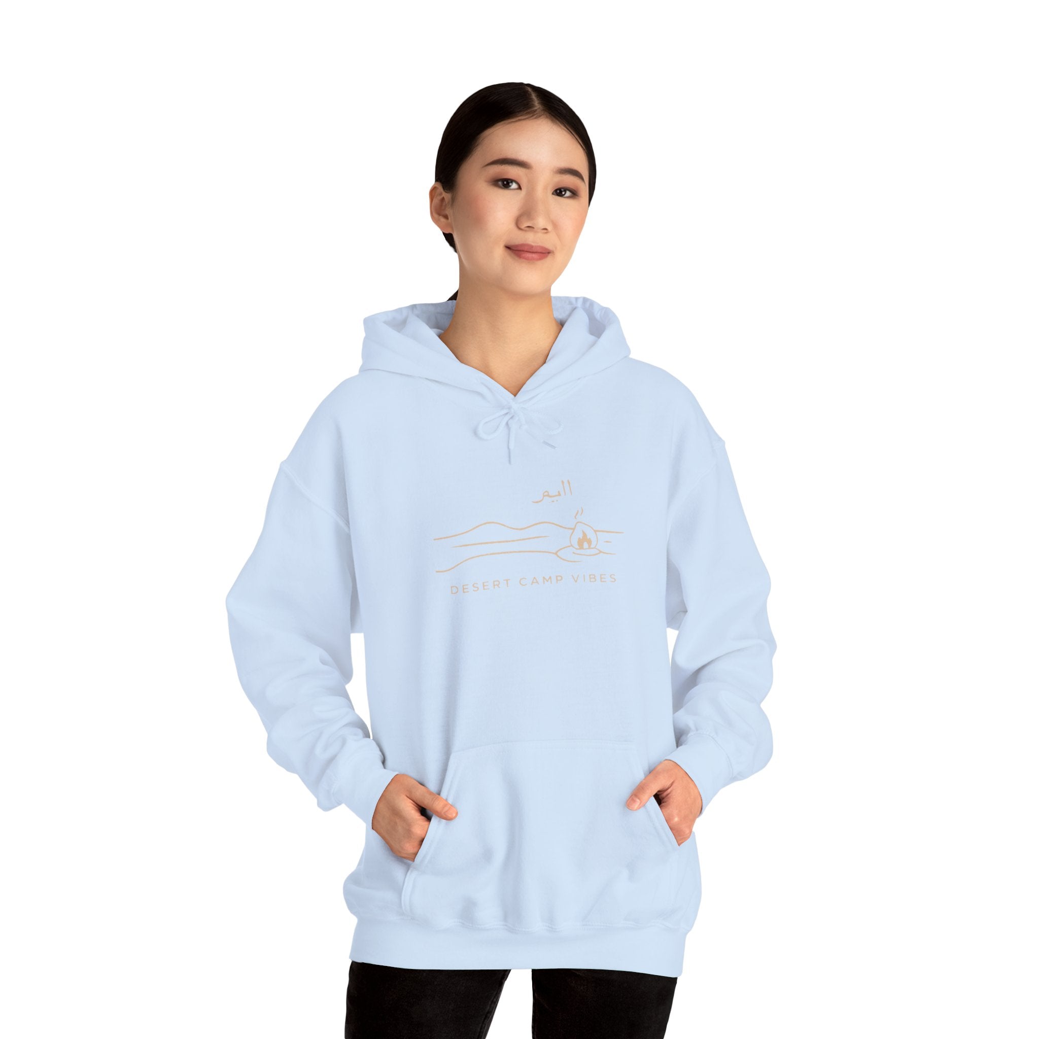 Desert Campfires Hoodie — Minimal Line Art Camping Hoodie