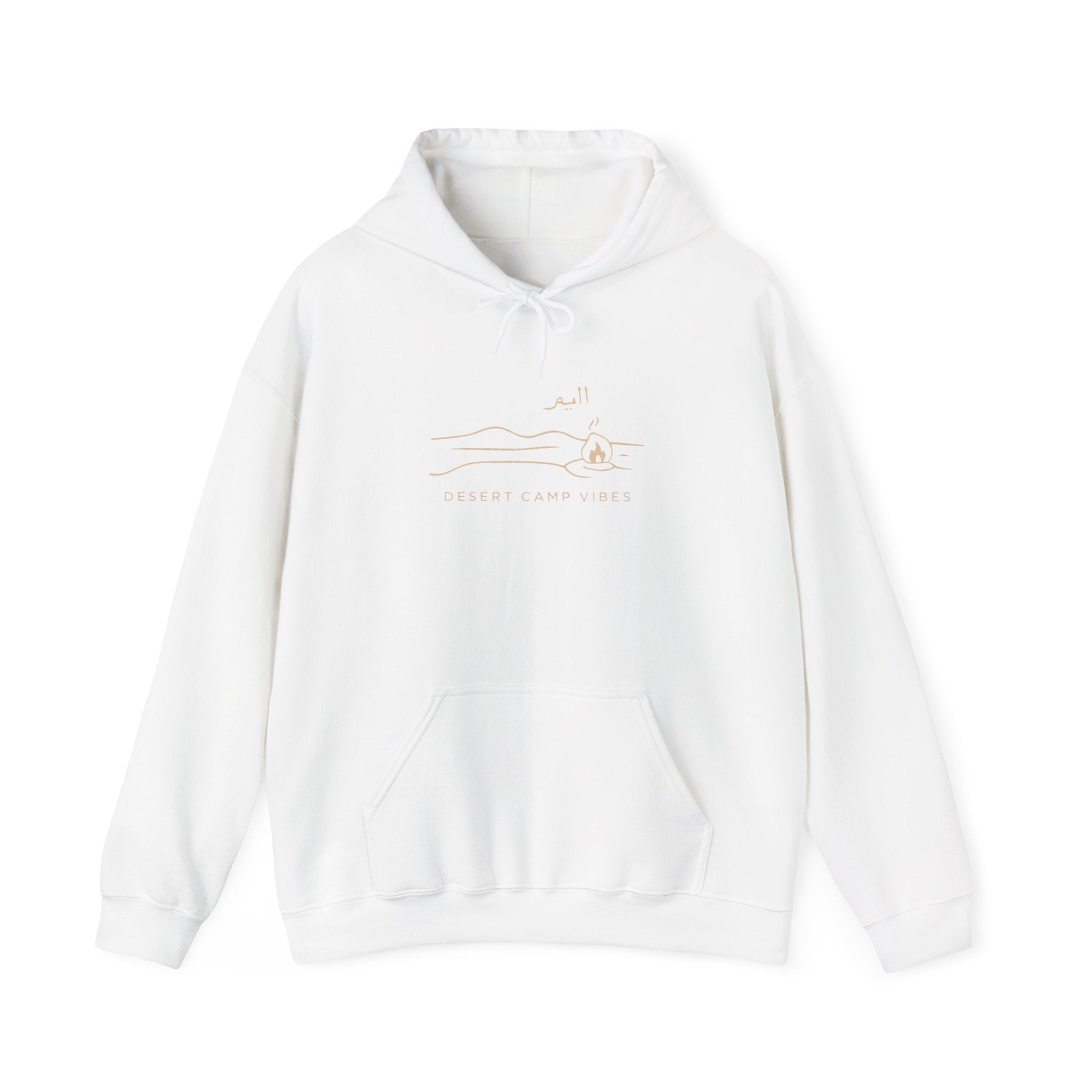 Desert Campfires Hoodie — Minimal Line Art Camping Hoodie