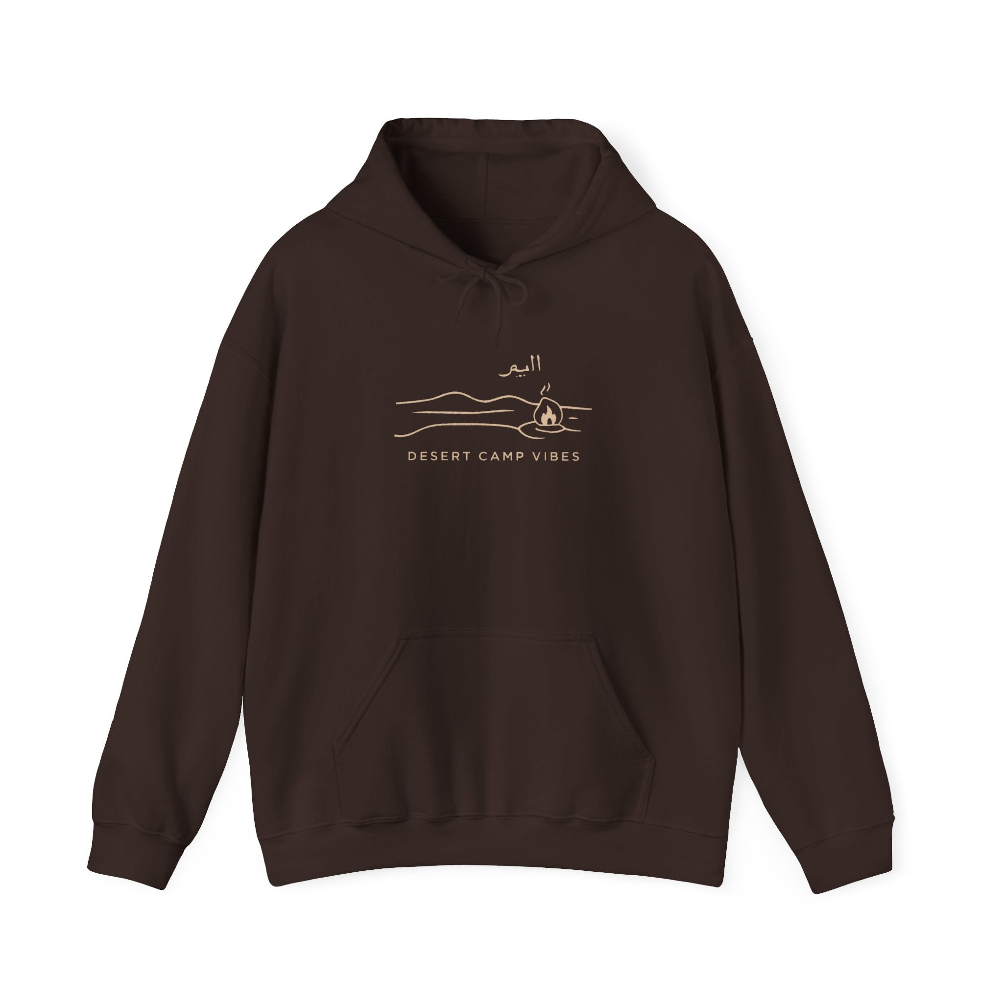 Desert Campfires Hoodie — Minimal Line Art Camping Hoodie