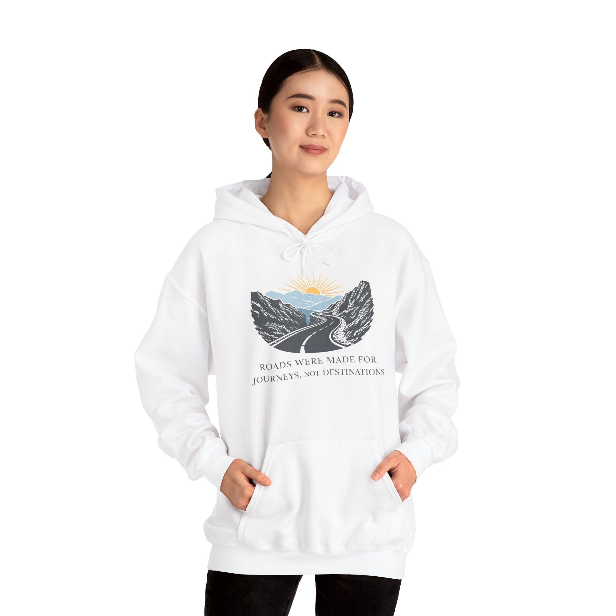 Adventure Road Hoodie — "Roads Were Made for Journeys, Not Destinations" Travel Sweatshirt