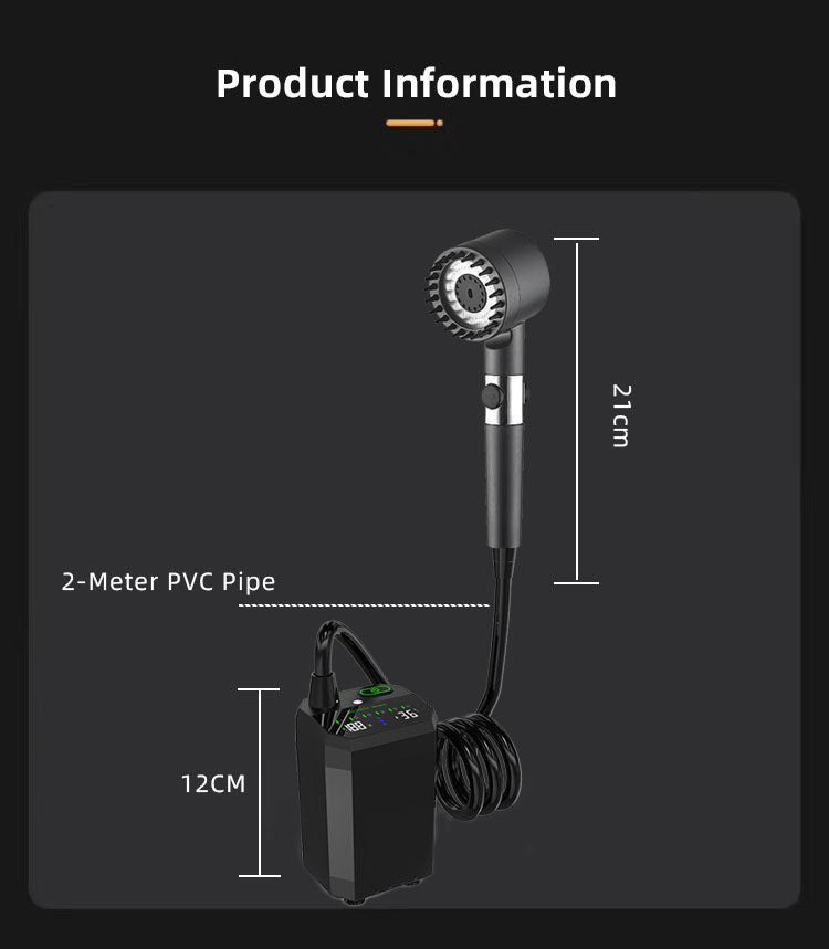 New Function 6000mAh Portable Shower Pump with Light 5 Spray Modes Fahrenheit Display IPX8 Waterproof Ideal for Outdoor Camping