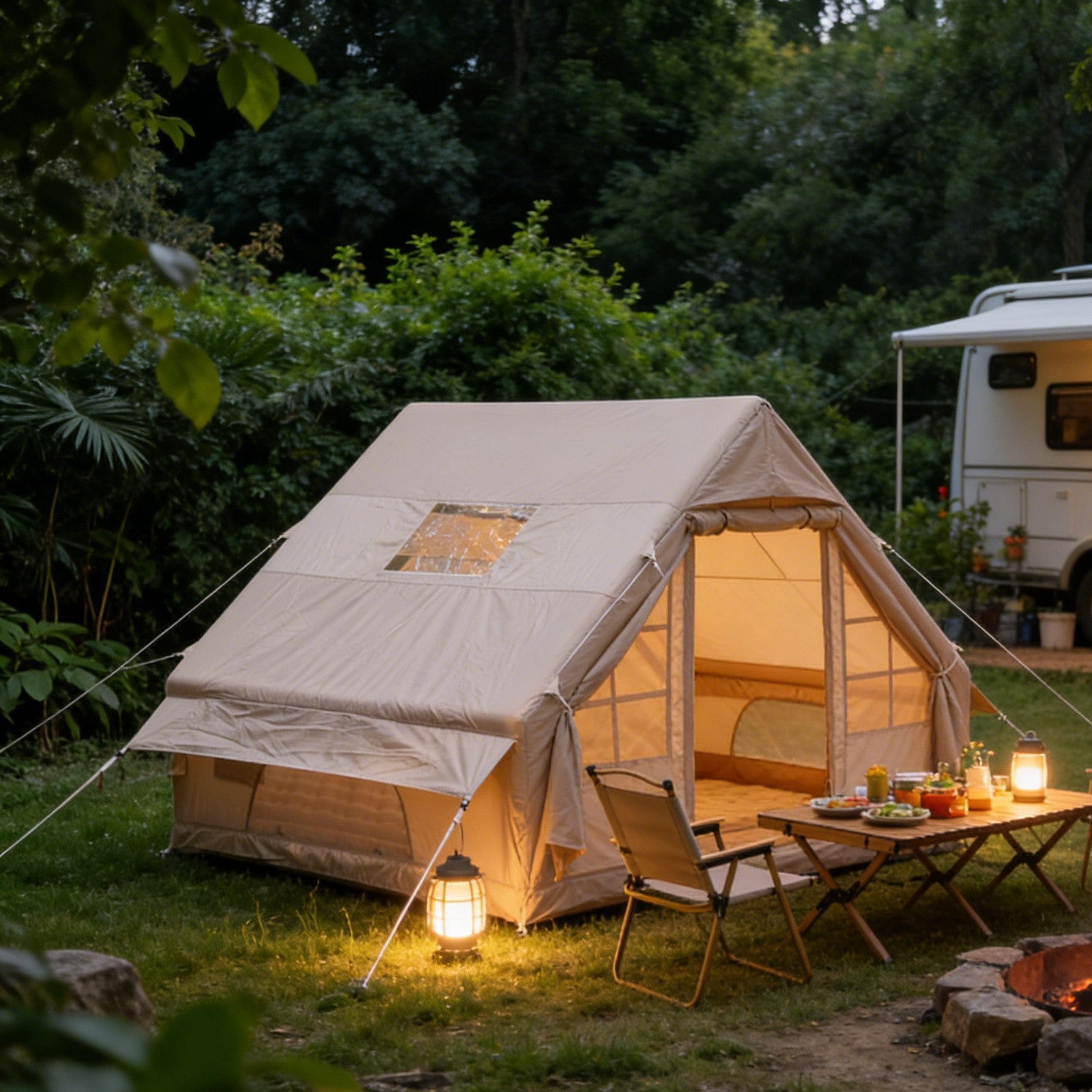 Lightweight All-Weather Desert Inflatable Tent, Oxford Coated Outer Tent, Windproof Sun-Proof for Middle East Desert Use