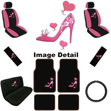 15pcs Pink Hearts Auto Accessories Interior Car Seat Covers